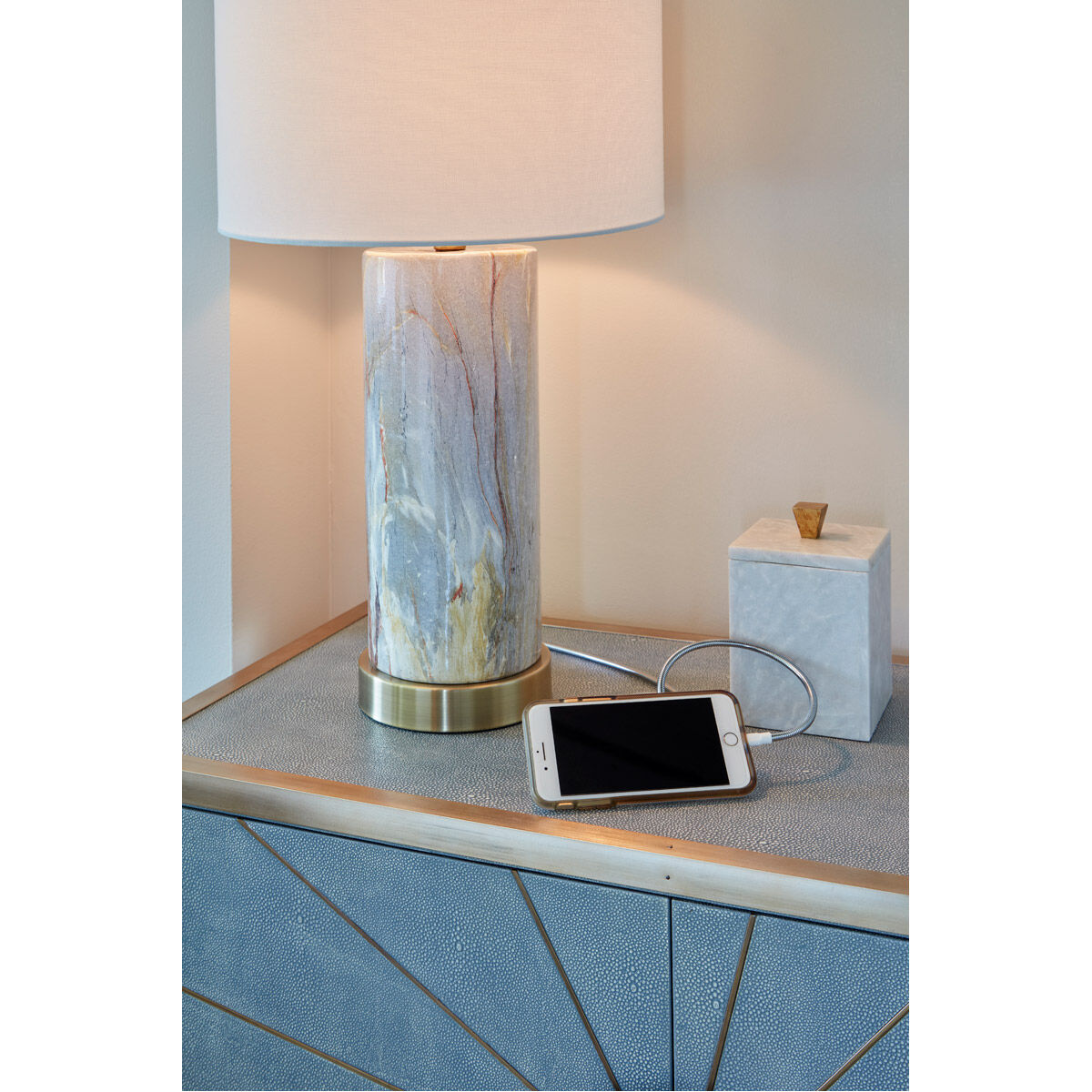 Wildwood 5 inch Natural White/Metallic Gold Box