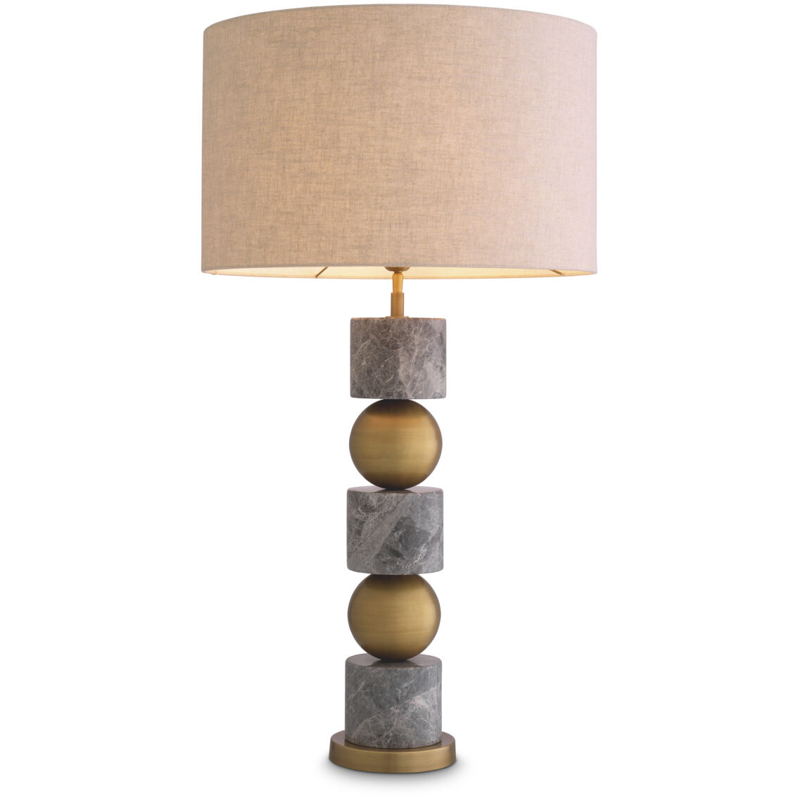 Levy 36.42 inch 40 watt Antique Brass with Honed Grey Marble Table Lamp Portable Light