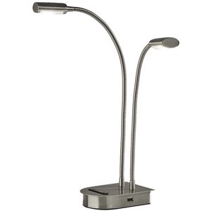 Eternity 14 inch 6.00 watt Brushed Steel Desk Lamp Portable Light, 2 Arm