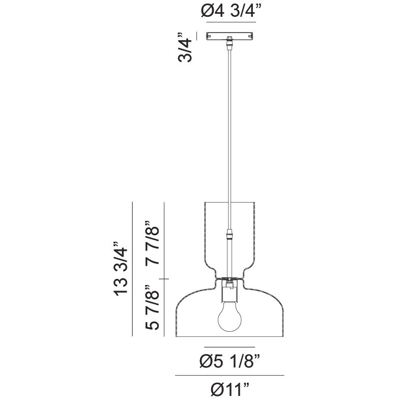 Pedestal 1 Light 11 inch Black Pendant Ceiling Light