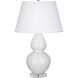 Double Gourd 30 inch 150.00 watt Lily Glazed Ceramic with Lucite Base Table Lamp Portable Light in Pearl Dupioni