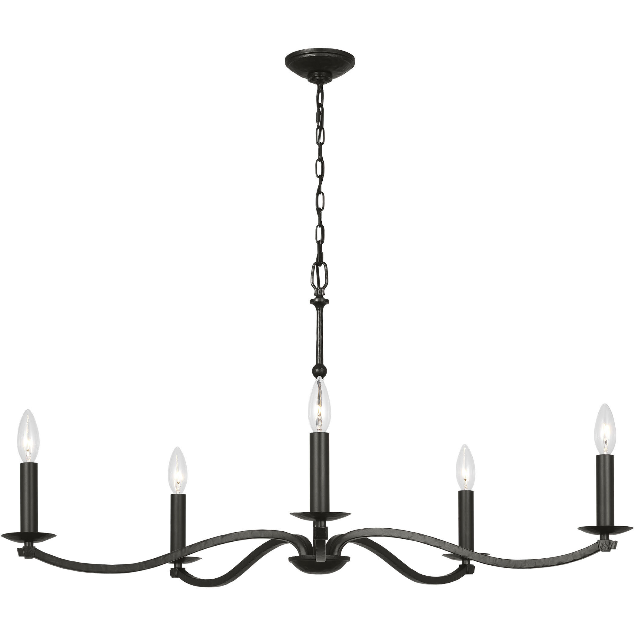 C&M by Chapman & Myers Wellen 5 Light 36 inch Aged Iron Chandelier Ceiling Light