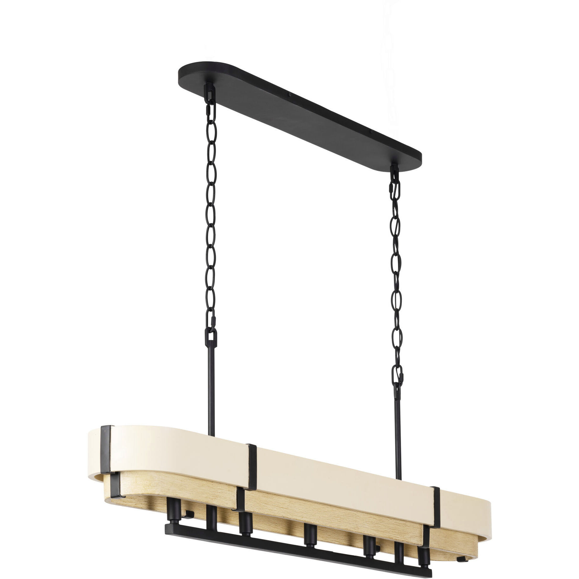 Blonde Moment 5 Light 46.25 inch Matte Black and Honey with Medium Oak Linear Pendant Ceiling Light