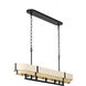 Blonde Moment 5 Light 46.25 inch Matte Black and Honey with Medium Oak Linear Pendant Ceiling Light