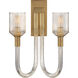 Kelly Wearstler Reverie 2 Light 14 inch Clear Ribbed Glass and Brass Double Sconce Wall Light in Clear Glass and Brass