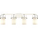 Pilaster II Cylinder 4 Light 34.88 inch Polished Nickel Bath Vanity Light Wall Light in Matte White Glass