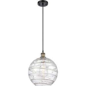 Ballston X-Large Deco Swirl 1 Light 12 inch Black Antique Brass Mini Pendant Ceiling Light, Ballston