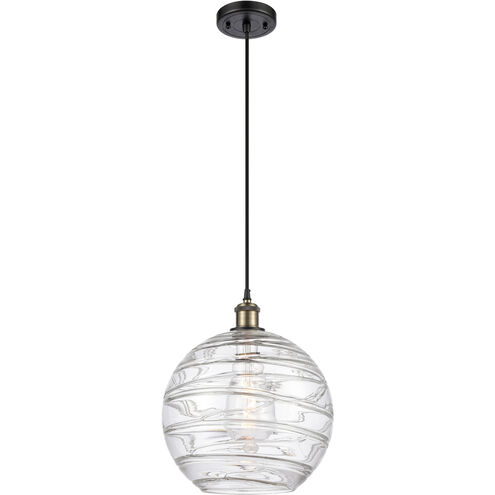 Ballston X-Large Deco Swirl 1 Light 12 inch Black Antique Brass Mini Pendant Ceiling Light, Ballston