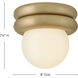 Noa 1 Light 8 inch Lacquered Brass Convertible Flush Mount Ceiling Light