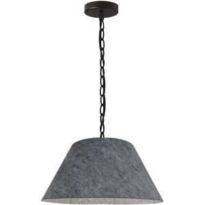 Brynn 1 Light 14 inch Black Pendant Ceiling Light in Grey Felt, Small