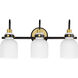 Milk 3 Light 22 inch Satin Brass Bath Vanity Wall Light in Black and Satin Brass