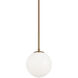 Novo 1 Light 7.88 inch Aged Gold Brass Chandelier Ceiling Light in Aged Gold Brass and Opal Glass