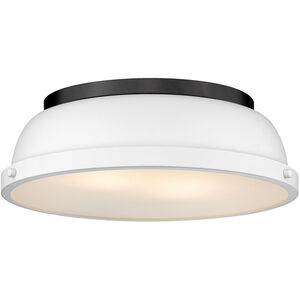 Duncan 2 Light 14 inch Matte Black Flush Mount Ceiling Light in Matte White, Damp