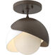 Brooklyn 1 Light 6 inch Bronze and Black Semi-Flush Ceiling Light in Bronze/Black