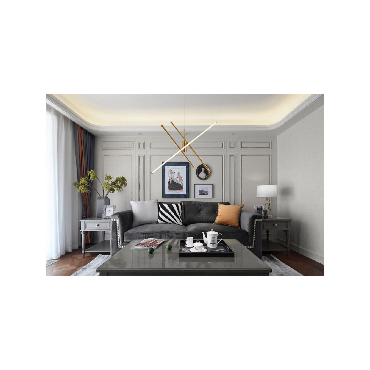 Sonya 3 Light 44 inch Gold Pendant Ceiling Light