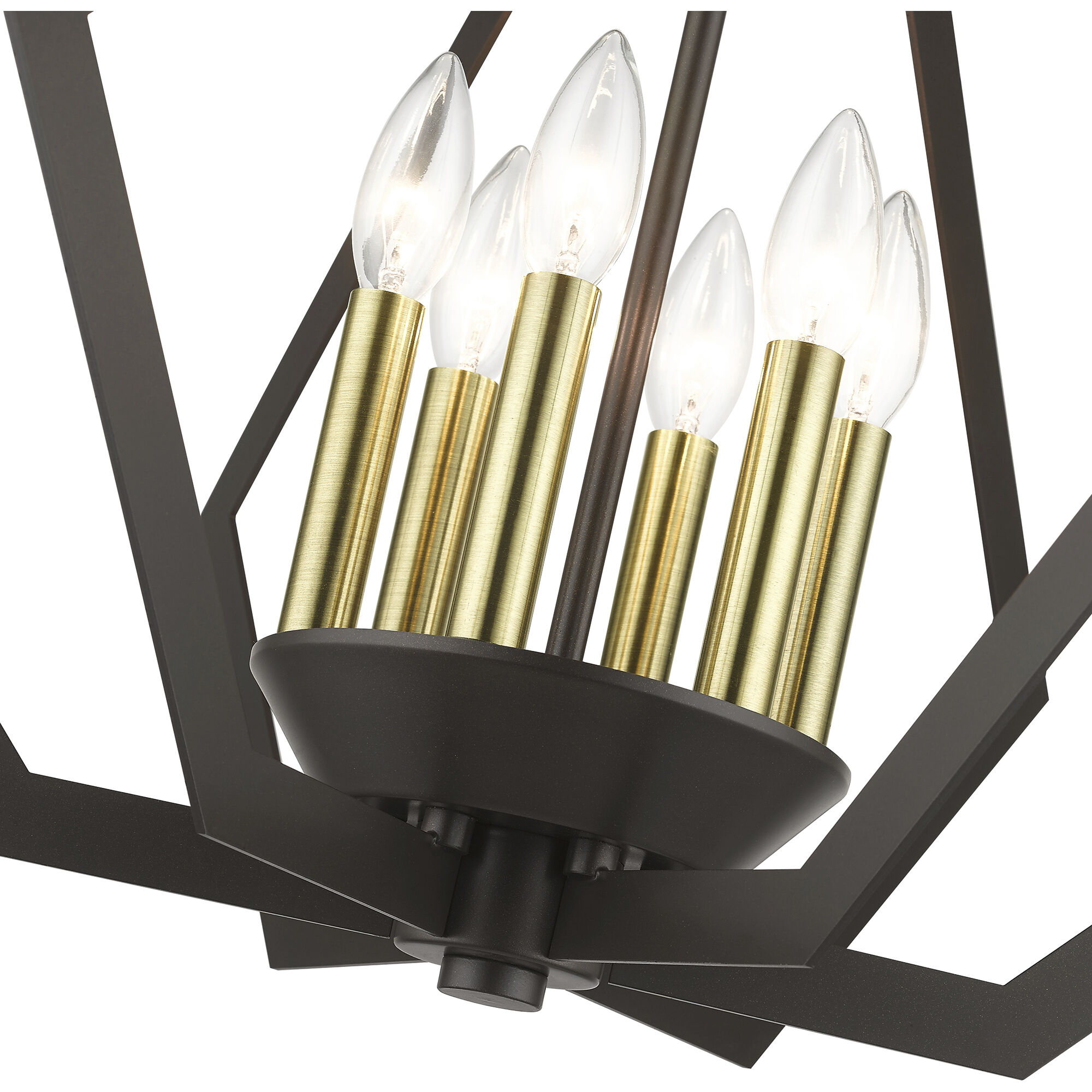 Prism 6 Light 26 inch English Bronze with Antique Brass Finish Accents Chandelier Ceiling Light