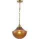Alora Mood Farrah 1 Light 11.88 inch Brushed Gold Pendant Ceiling Light in Amber Ribbed Glass