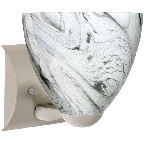 Sasha II LED 6 inch Satin Nickel Mini Sconce Wall Light in Marble Grigio Glass