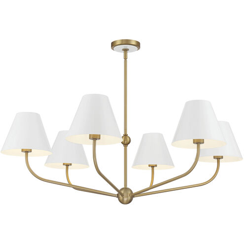 Xavier 6 Light 40 inch Vibrant Gold and White Chandelier Ceiling Light