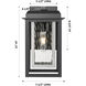 Mansfield 1 Light 13 inch Matte Black with Silver Outdoor Sconce in Waterglass