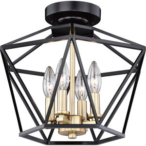 Turin LED 14.5 inch Noble Bronze and Natural Brass Semi-Flush Mount Ceiling Light