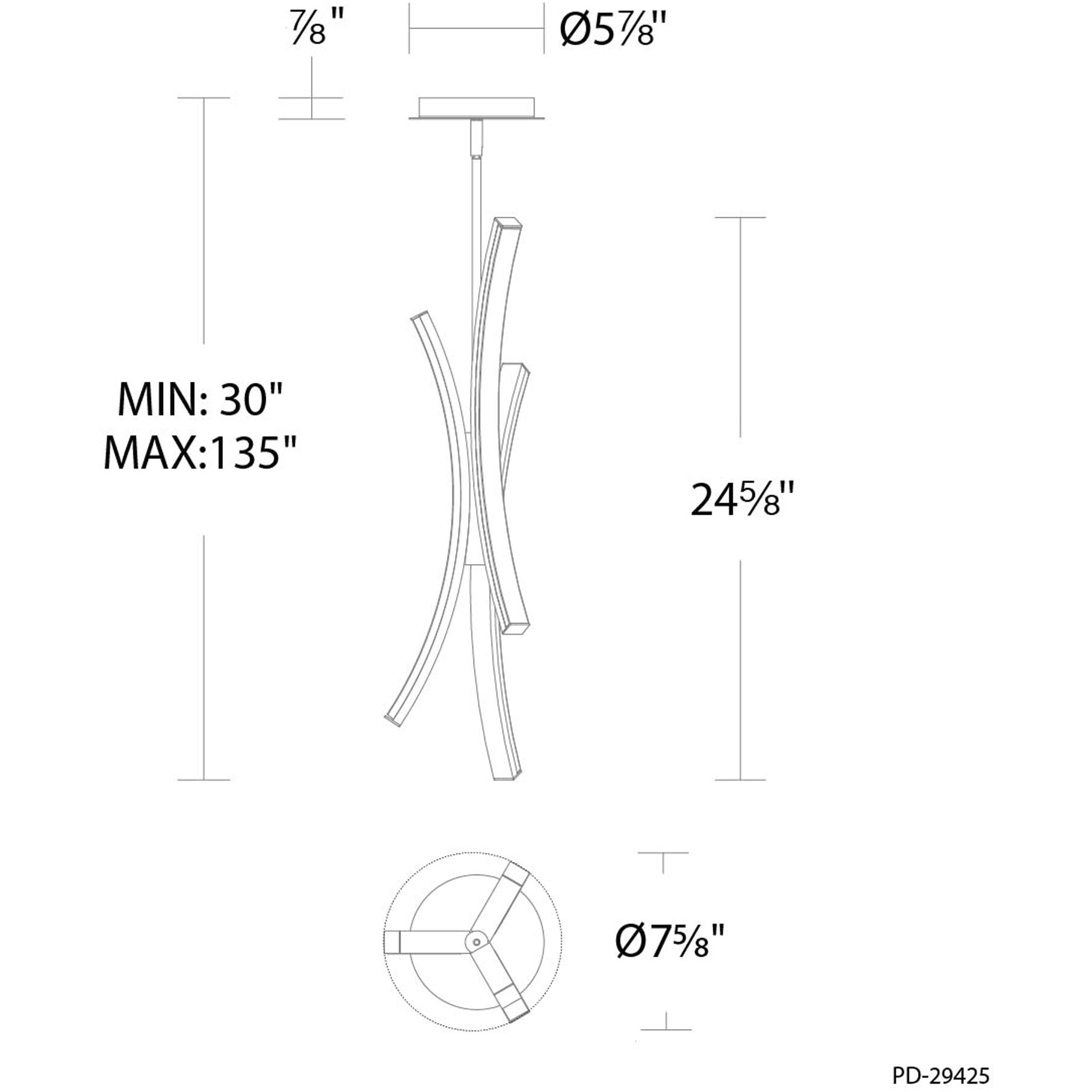 Tusk LED 15 inch Black Pendant Ceiling Light in 4000K, dweLED