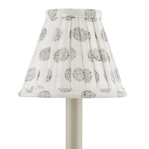 Block Print Natural and Charcoal Pleated Chandelier Shade