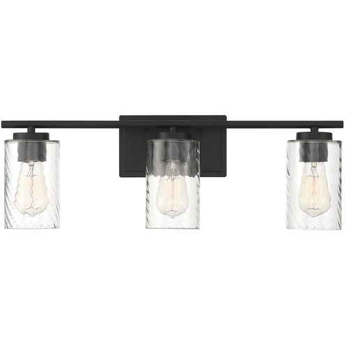 Transitional 3 Light 24 inch Matte Black Vanity Light Wall Light