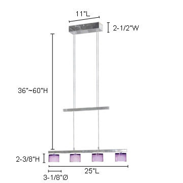 Crystal 4 Light 25 inch Chrome Pendant Ceiling Light