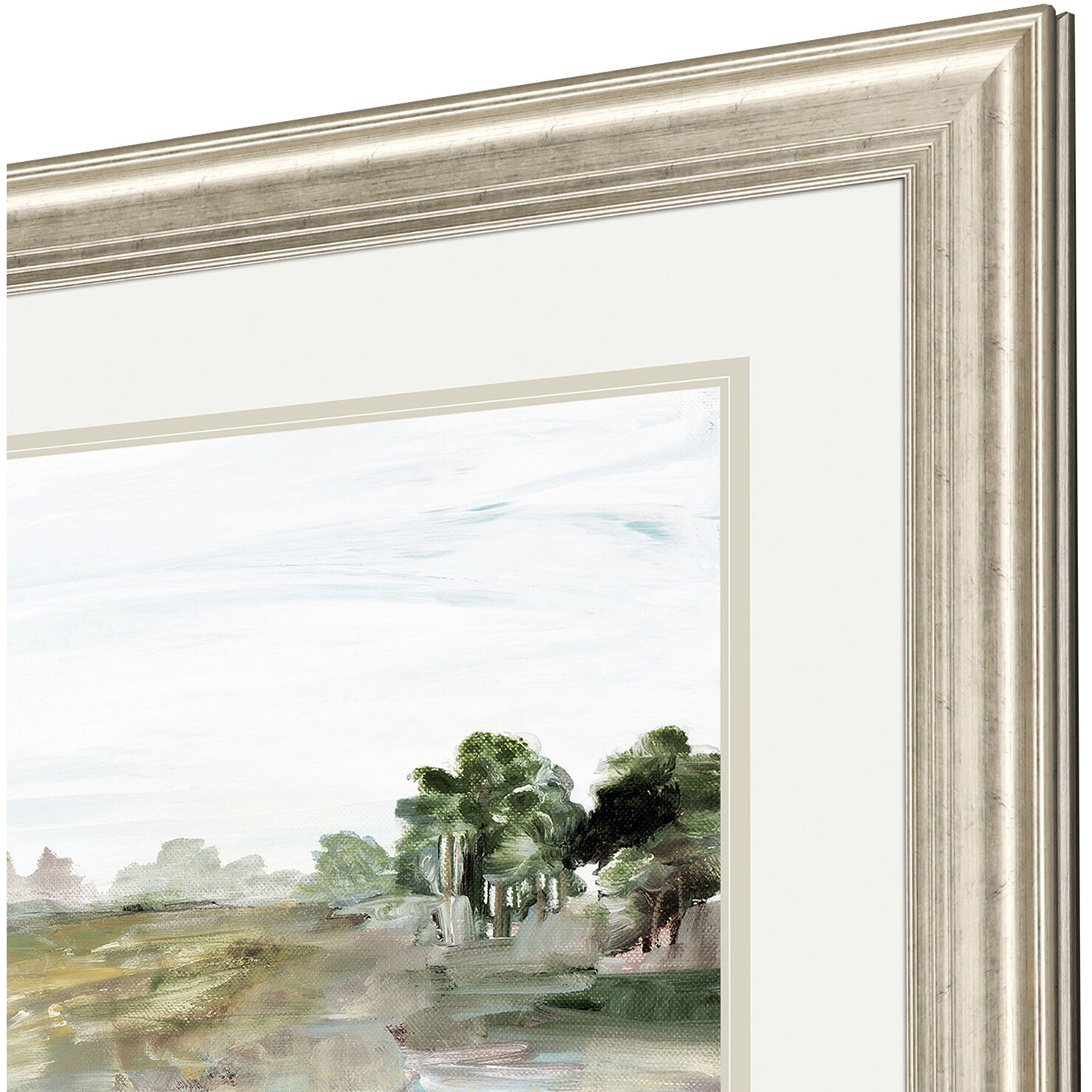 Relaxing View Green and Blue and White and Yellow Framed Art