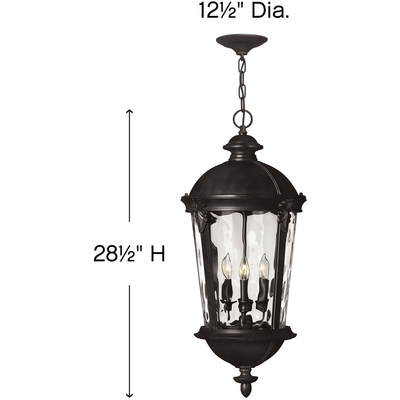 Estate Series Windsor 4 Light 12.5 inch Black Outdoor Hanging Lantern