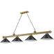Cordon 4 Light 81.25 inch Rubbed Brass Billiard Ceiling Light in Matte Black Steel