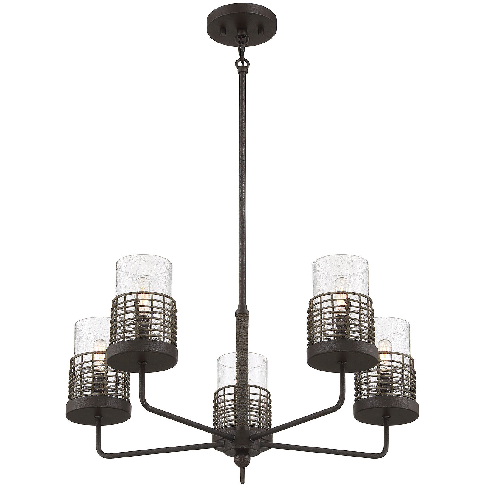 Granada 5 Light 25 inch Gunsmoke with Gray Rattan Chandelier Ceiling Light