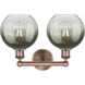 Edison Brookhaven Globe 2 Light 17 inch Antique Copper Bath Vanity Light Wall Light in Slate Glass