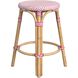 Tobias Rattan Round 24" Counter Stool in White and Pink Dot