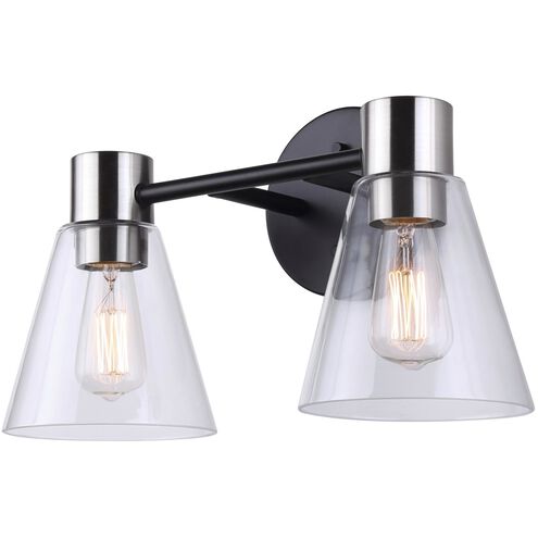Davina 2 Light 14.5 inch Black/Brushed Nickel Vanity Light Wall Light