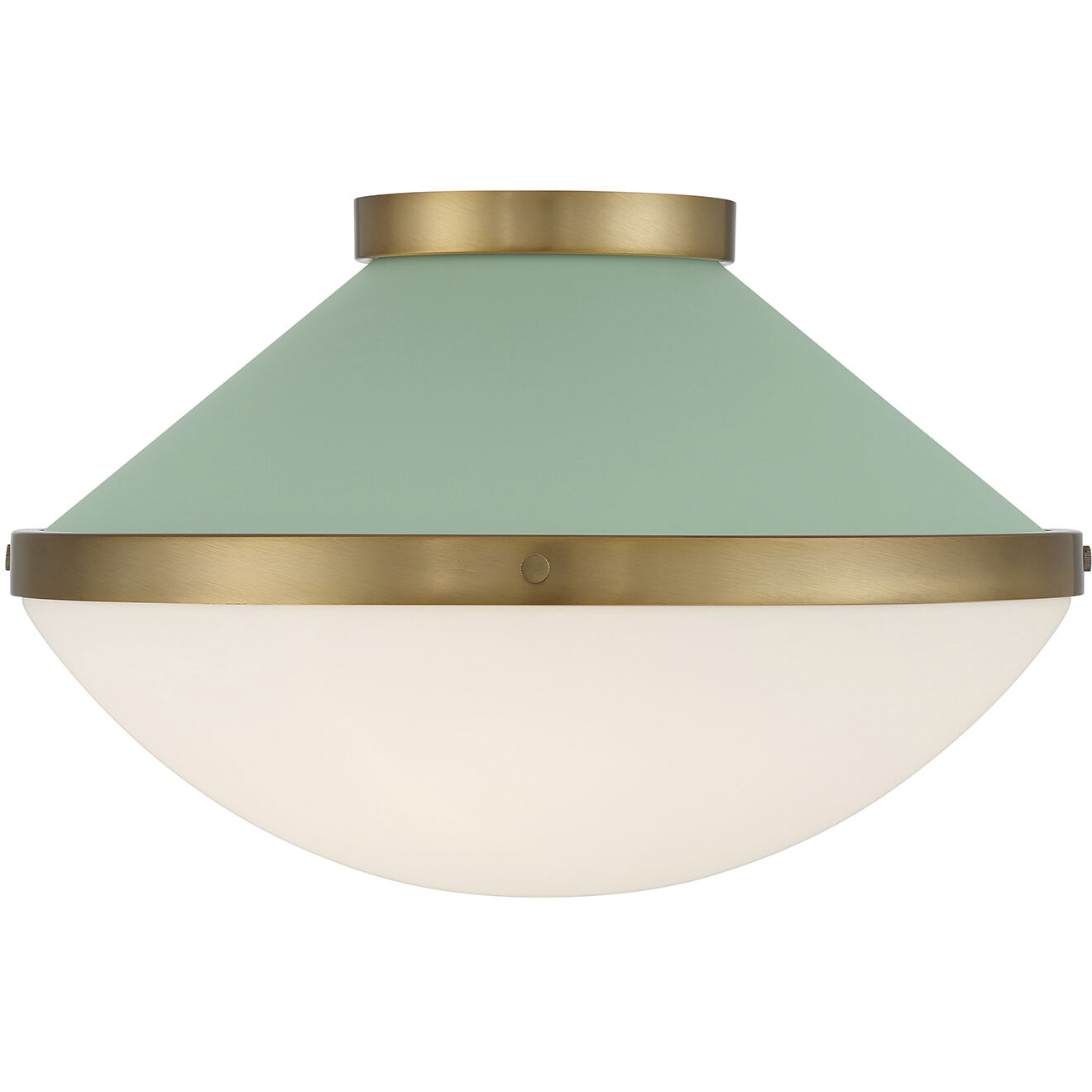Xander 2 Light 16.25 inch Vibrant Gold Flush Ceiling Light in Vibrant Gold and Green