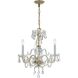 Traditional Crystal 3 Light 16 inch Polished Brass Mini Chandelier Ceiling Light in Clear Italian
