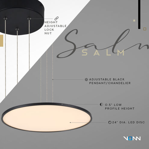 Salm 24 inch Black Pendant/Chandelier Ceiling Light