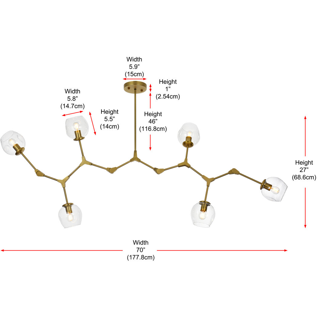 Cavoli 6 Light 27 inch Brass Chandelier Ceiling Light
