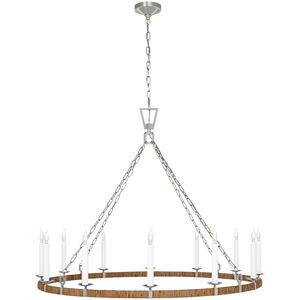 Chapman & Myers Darlana5 LED 50 inch Polished Nickel and Natural Rattan Wrapped Ring Chandelier Ceiling Light, XL