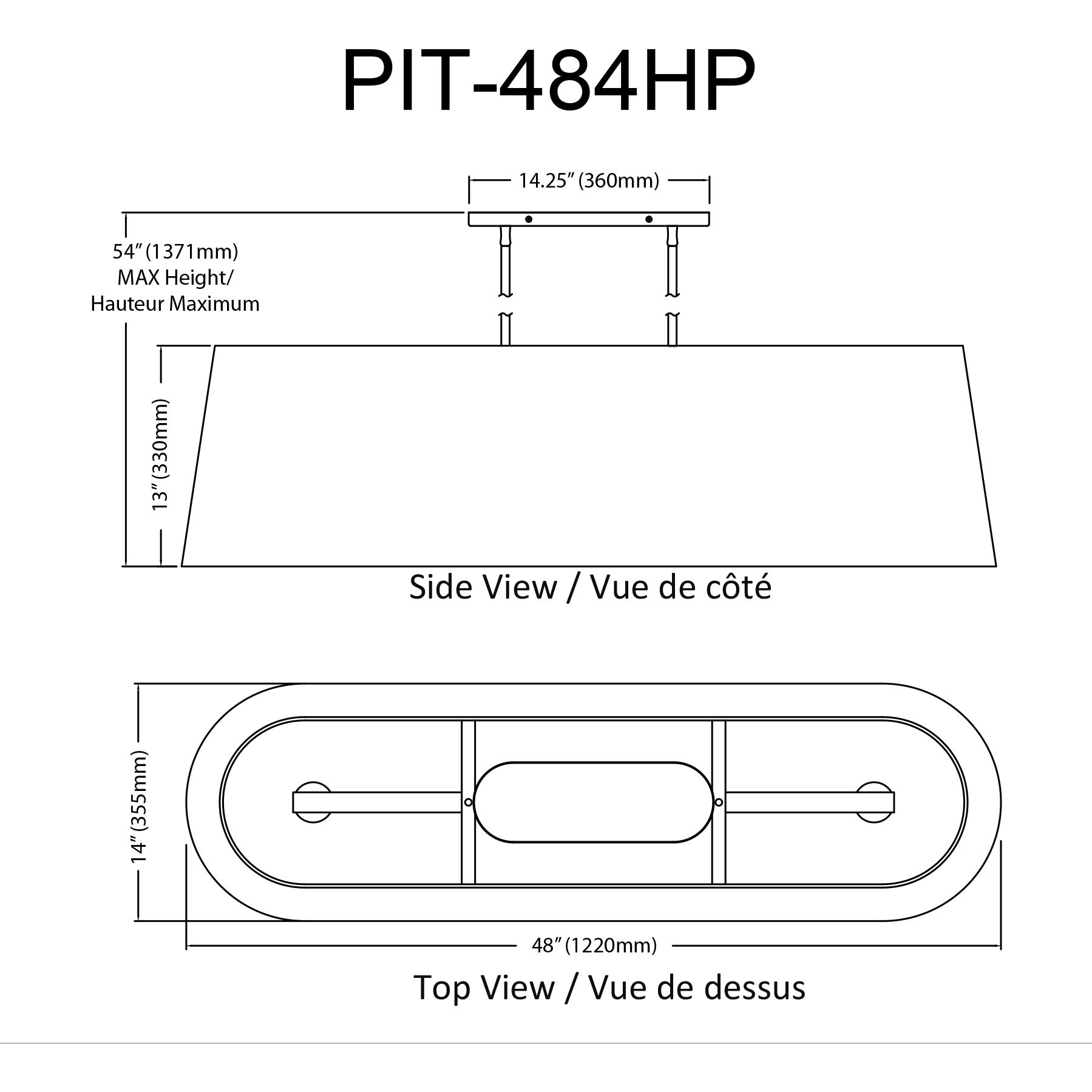 Pita 4 Light 48 inch Matte Black Horizontal Pendant Ceiling Light