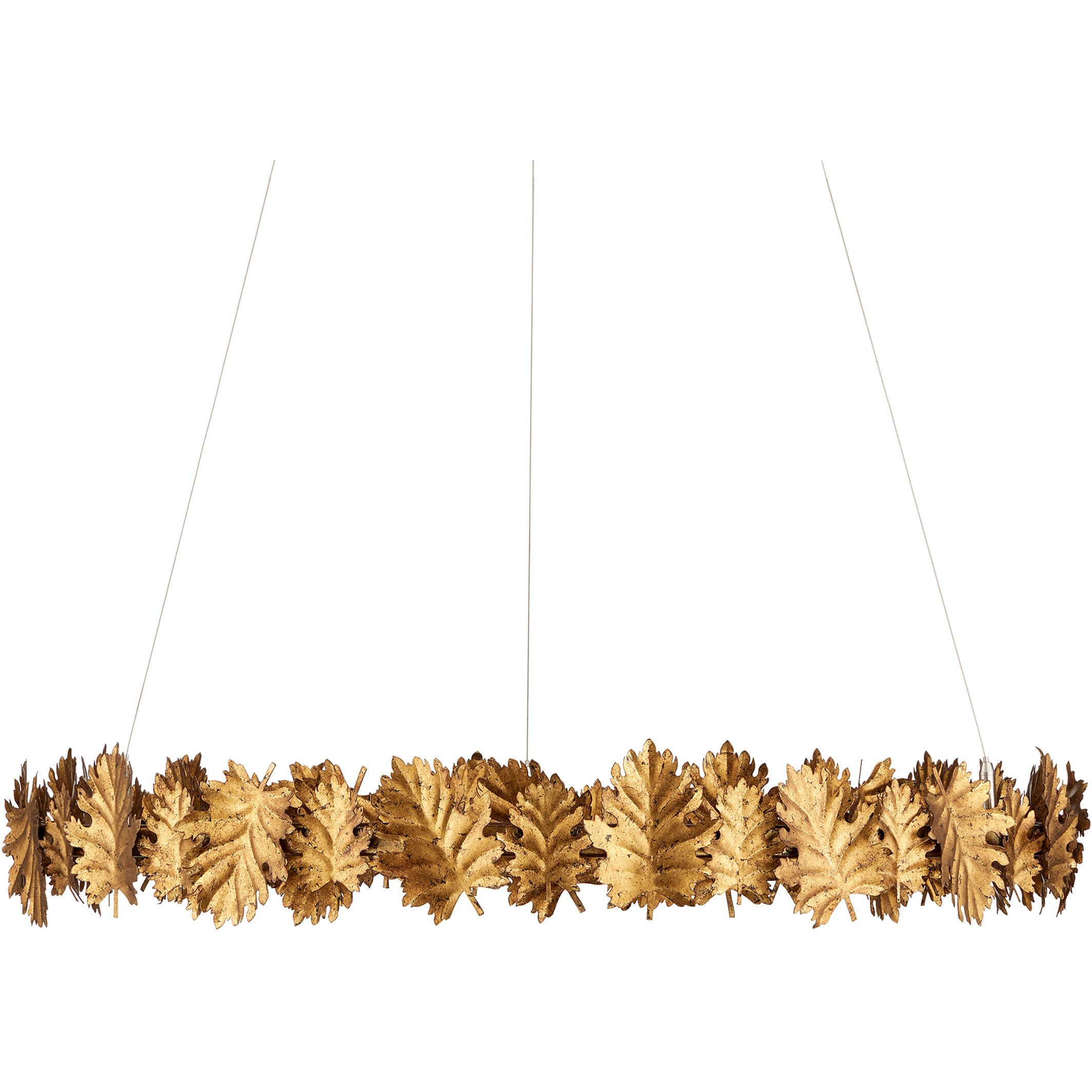 English Oak 1 Light 32.5 inch Gold Leaf Chandelier Ceiling Light