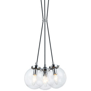 The Bougie 3 Light 13 inch Chrome Pendant Ceiling Light in Chrome and Clear
