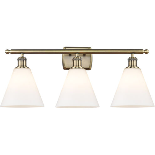 Ballston Ballston Cone LED 28 inch Antique Brass Bath Vanity Light Wall Light in Matte White Glass