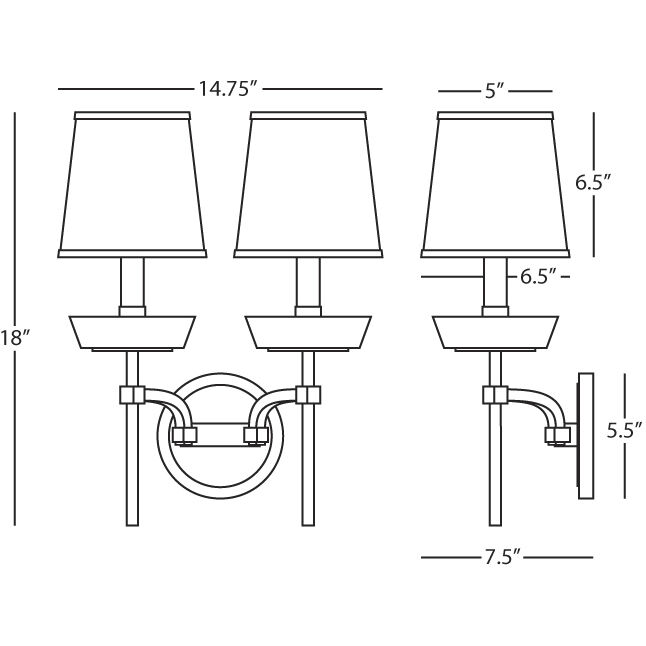 Cristallo 2 Light 14.75 inch Polished Nickel Wall Sconce Wall Light
