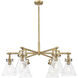Newton Cone 6 Light 26 inch Brushed Brass Chandelier Ceiling Light in Clear Glass