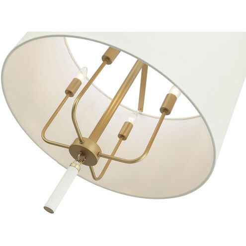 Secret Agent 4 Light 24 inch Painted Gold and White Leather Pendant Ceiling Light