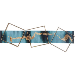 Perspective Reel Champagne Gold-Navy and Teal Blue-Gold Foil Wall Art
