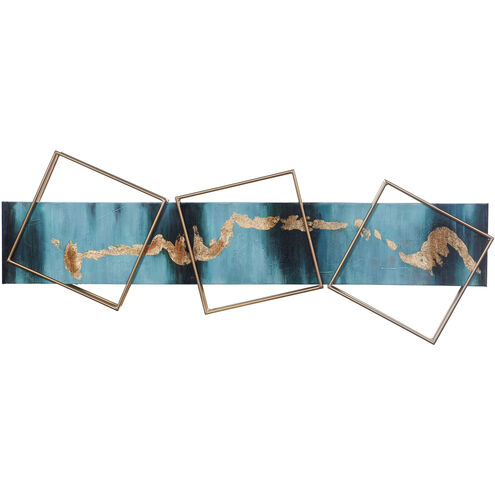 Perspective Reel Champagne Gold-Navy and Teal Blue-Gold Foil Wall Art